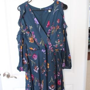 Floral Dress with Cold Shoulder Sleeves
